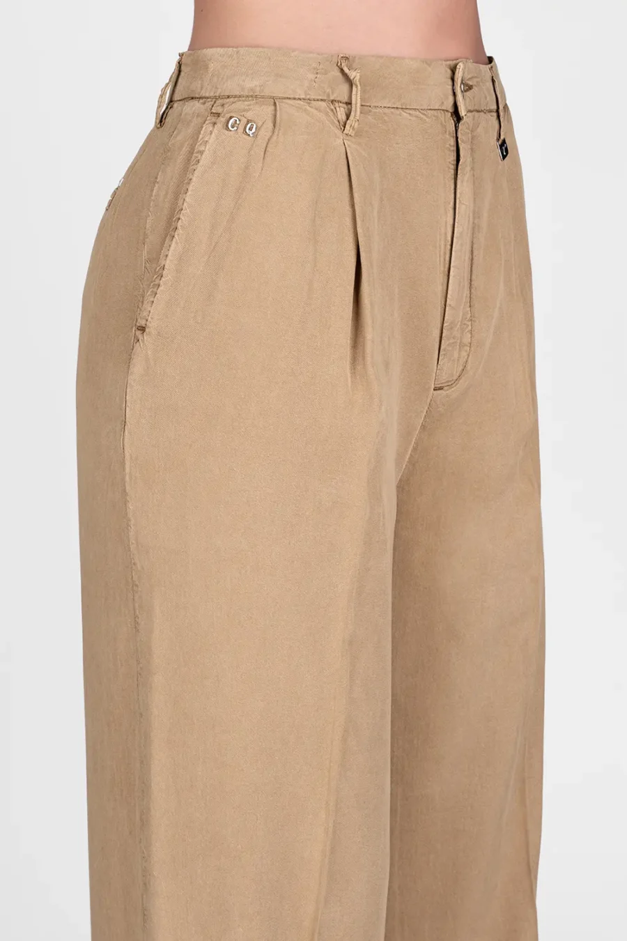 PANTALONE AURELIA WIDE LEG GABARDINA DI COTONE SUPER LEGGERO MARRONE - immagine 4