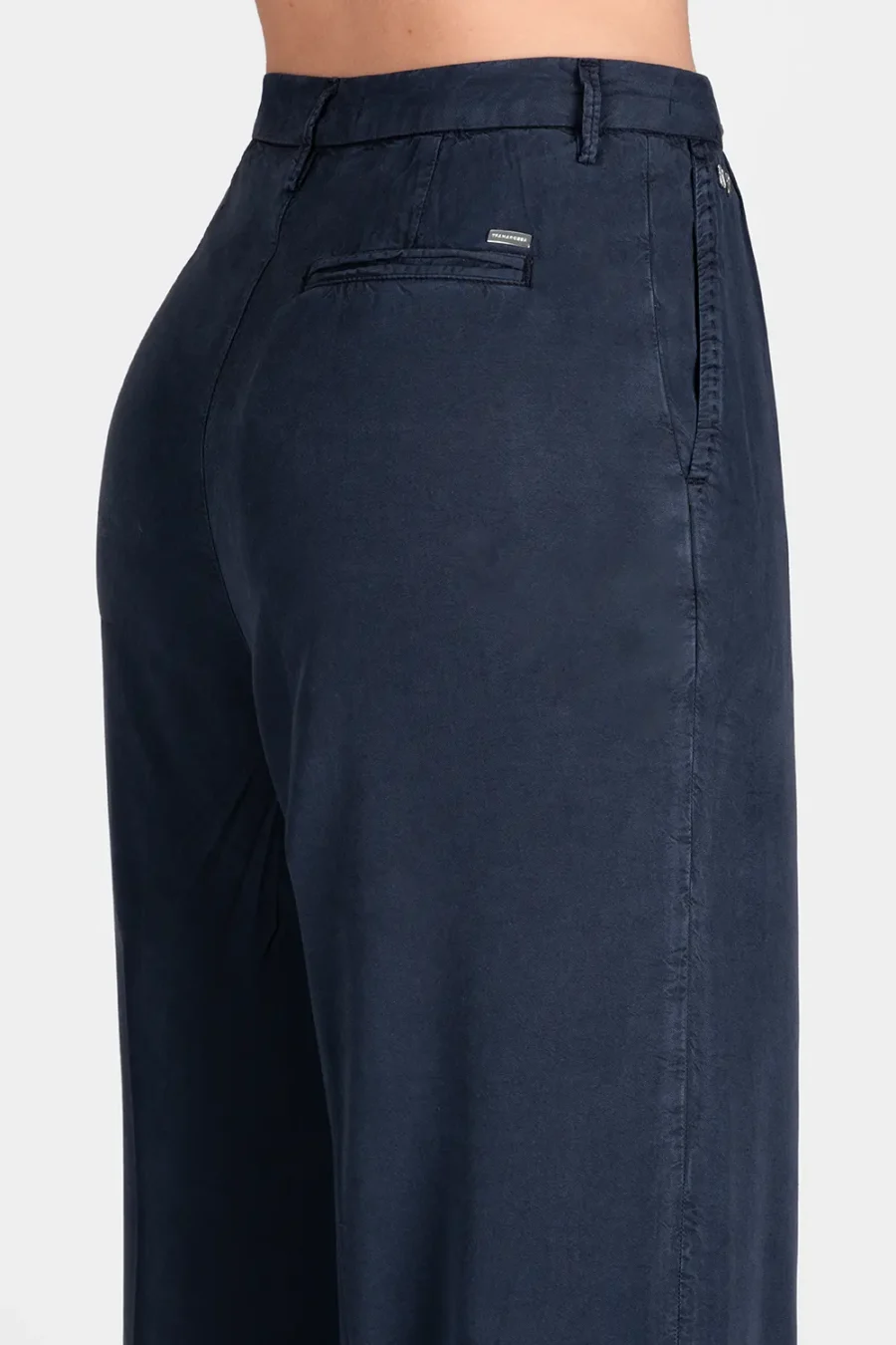 AURELIA WIDE LEG PANTS SUPER LIGHTWEIGHT COTTON GABARDINE BLUE - Image 3