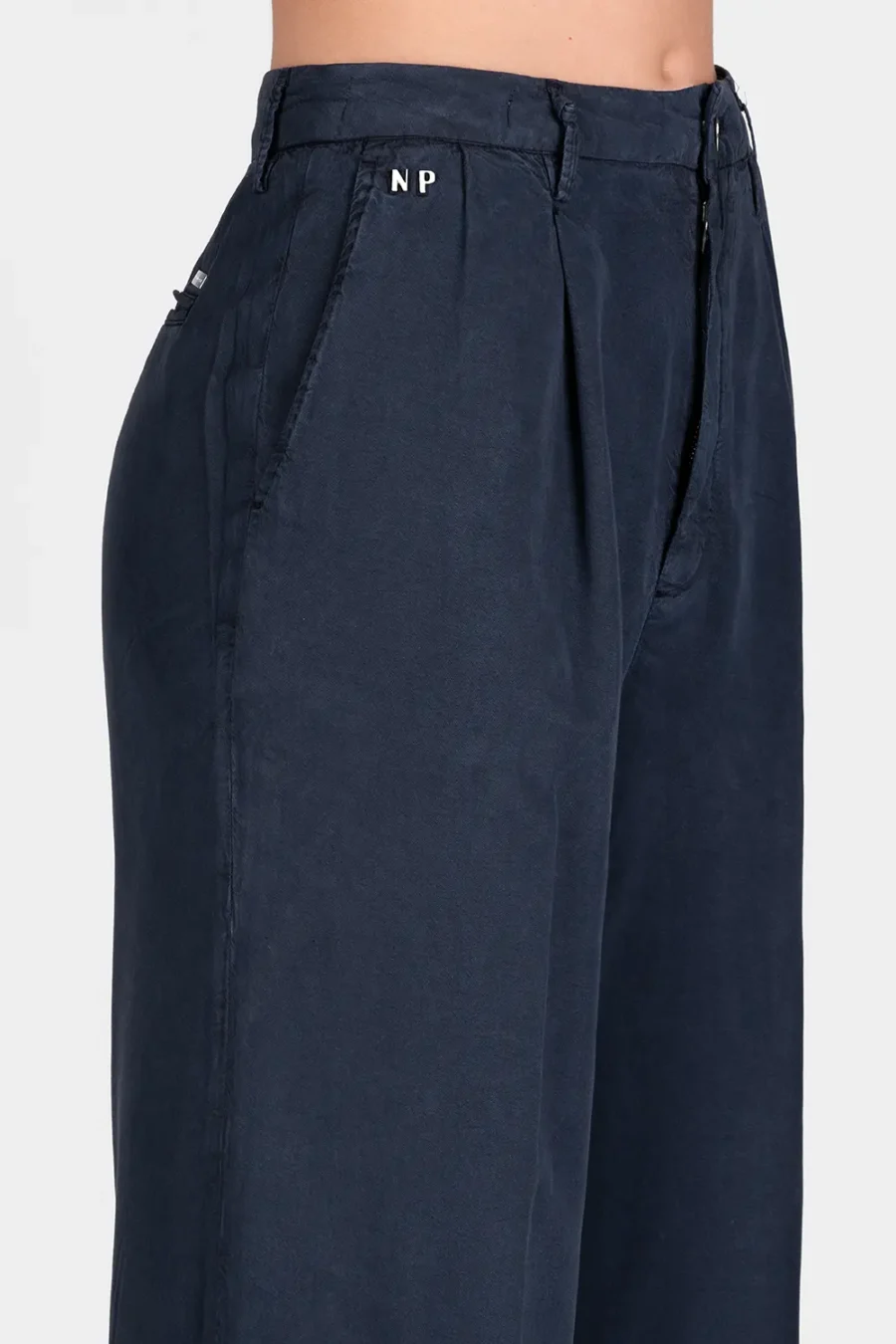 AURELIA WIDE LEG PANTS SUPER LIGHTWEIGHT COTTON GABARDINE BLUE - Image 4