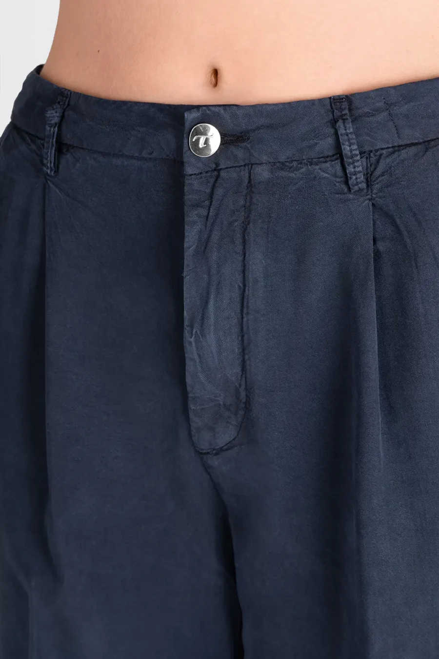 AURELIA WIDE LEG PANTS SUPER LIGHTWEIGHT COTTON GABARDINE BLUE - Image 5