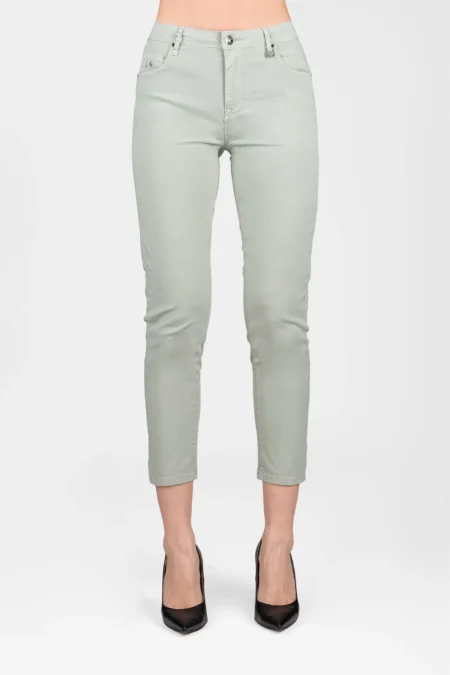 PANTALONE BIANCA CAPRI SKINNY IN COTONE AZZURRO