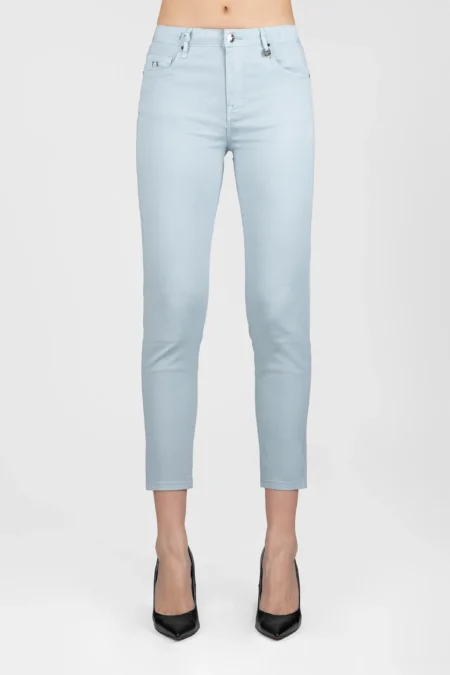 PANTALONE BIANCA CAPRI SKINNY IN COTONE AZZURRO