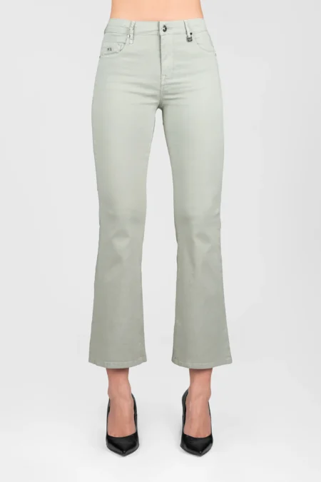 JEANS BIANCA FLARE CUT FLARE IN COTONE VERDE