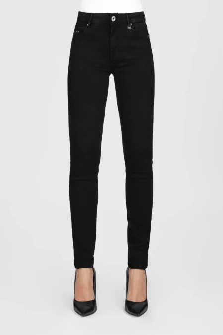 PANTALONE BIANCA SLIM SKINNY IN COTONE NERO