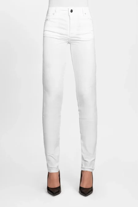 PANTALONE BIANCA SLIM SKINNY IN COTONE BIANCO