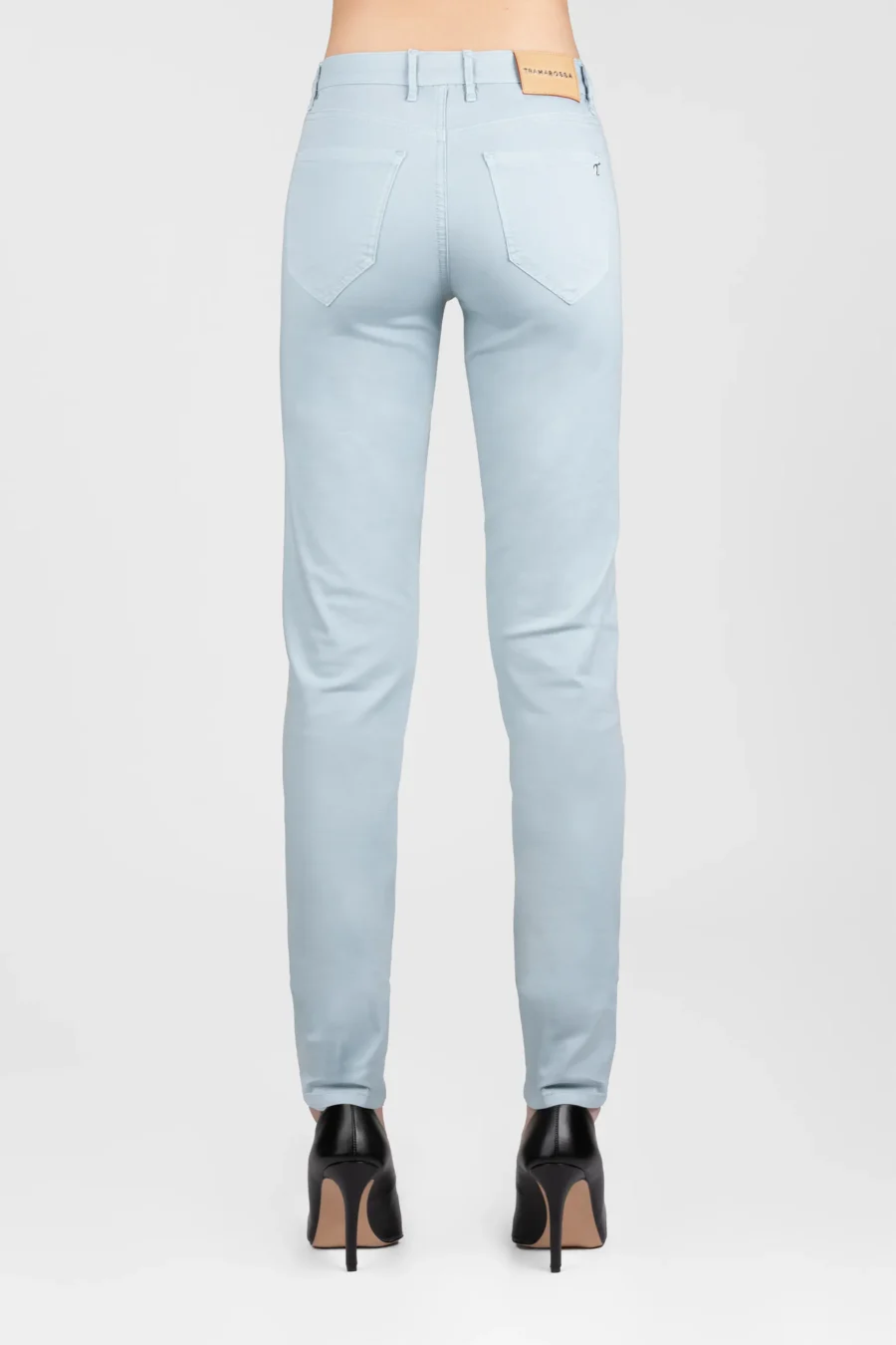 PANTALONE BIANCA SLIM SKINNY IN COTONE AZZURRO - immagine 2