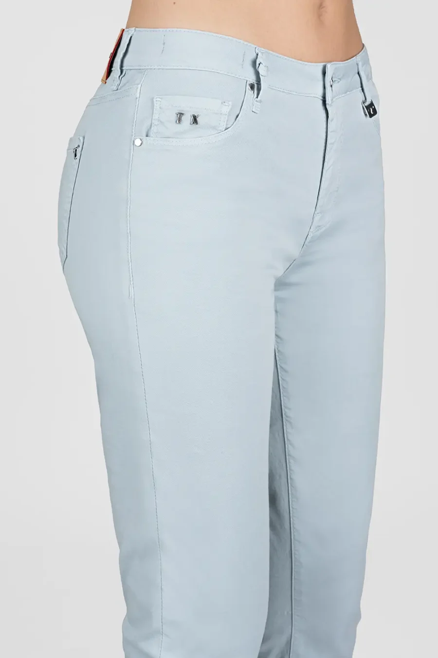 PANTALONE BIANCA SLIM SKINNY IN COTONE AZZURRO - immagine 4