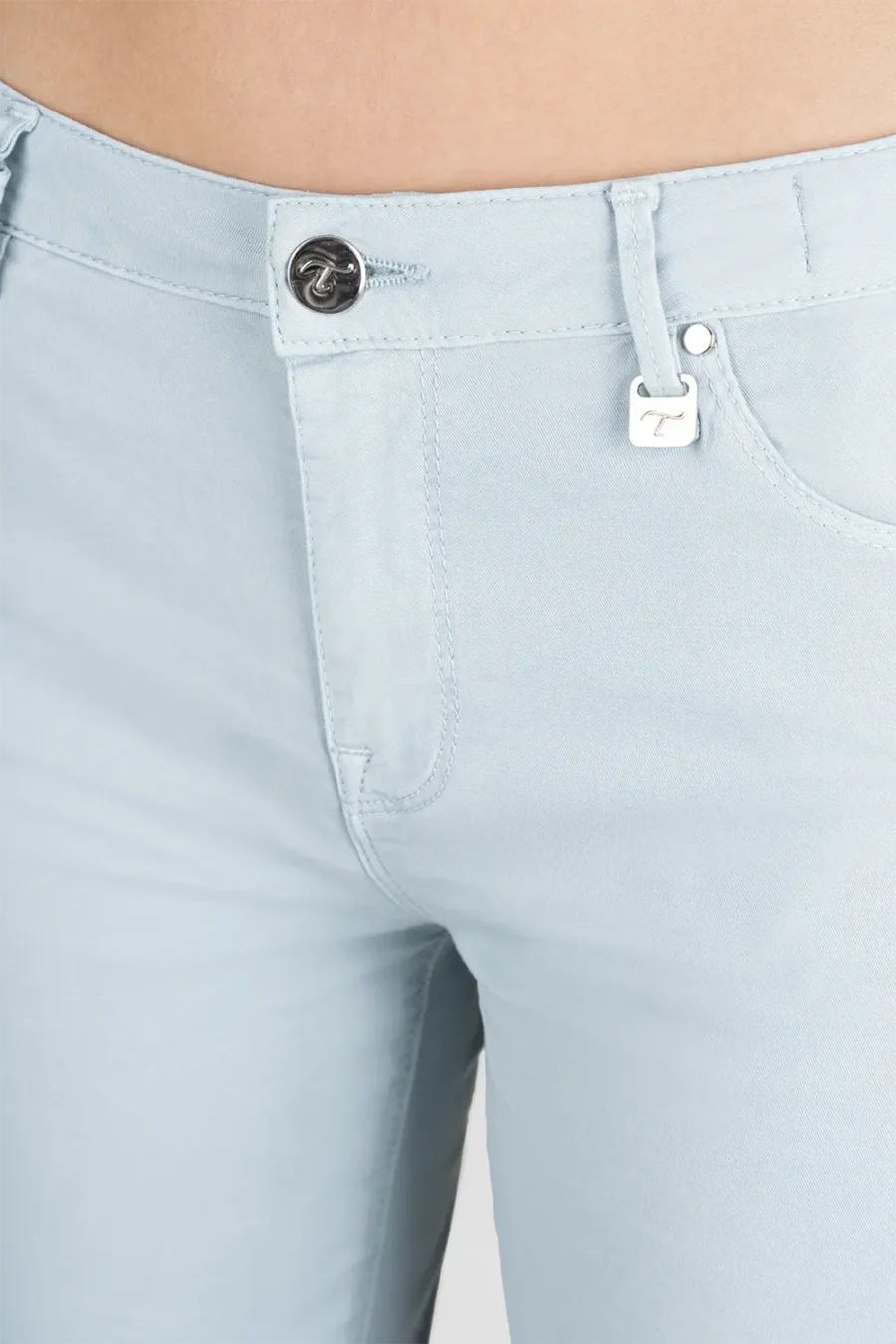 PANTALONE BIANCA SLIM SKINNY IN COTONE AZZURRO - immagine 5