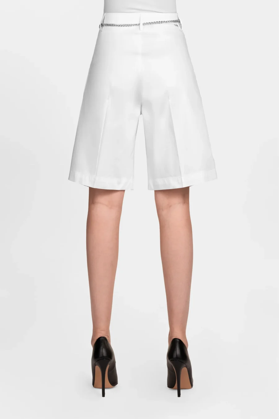 WHITE COTTON GABARDINE GABRY BERMUDA SHORTS - Image 2