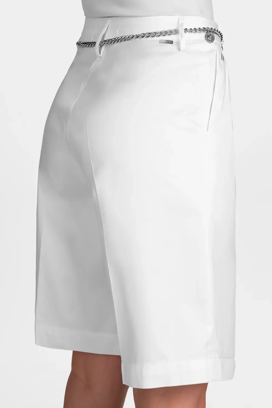 WHITE COTTON GABARDINE GABRY BERMUDA SHORTS - Image 3