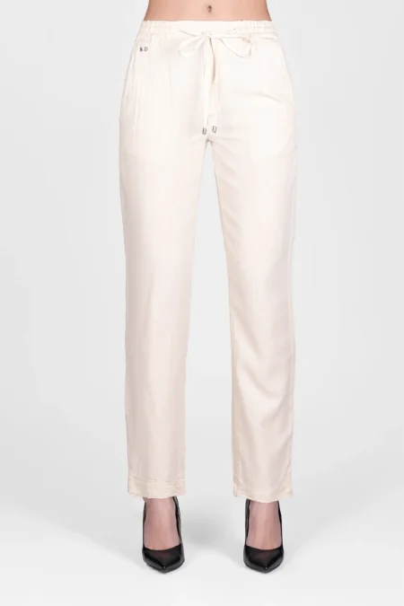 PANTALONE MARY LOOSE IN COTONE SUPER LEGGERO BEIGE