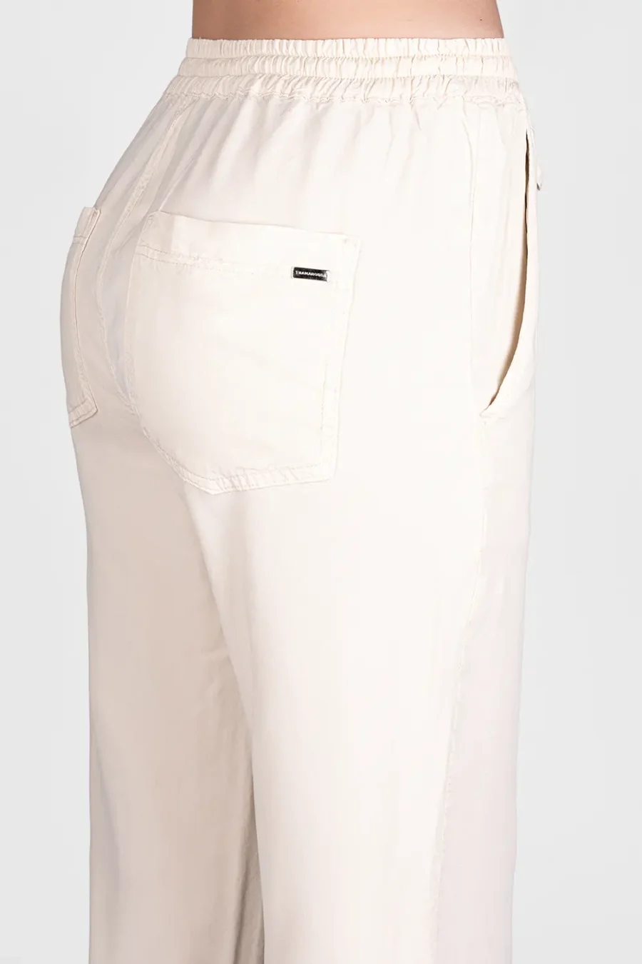 MARY LOOSE PANT IN SUPER LIGHTWEIGHT COTTON BEIGE - Image 3