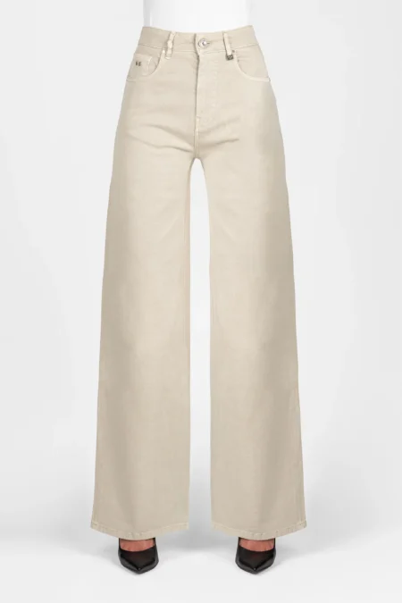 JEANS MONICA WIDE WIDE LEG IN BULL DI COTONE BEIGE