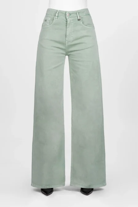 JEANS MONICA WIDE WIDE LEG IN BULL DI COTONE VERDE