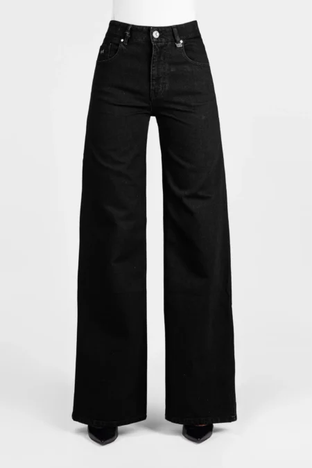 JEANS MONICA WIDE WIDE LEG IN DENIM NERO