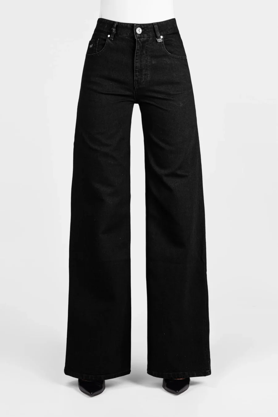 MONICA WIDE LEG BLACK DENIM JEANS