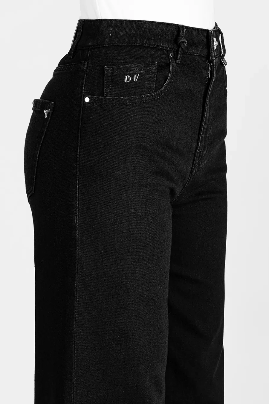 MONICA WIDE LEG BLACK DENIM JEANS - Image 4