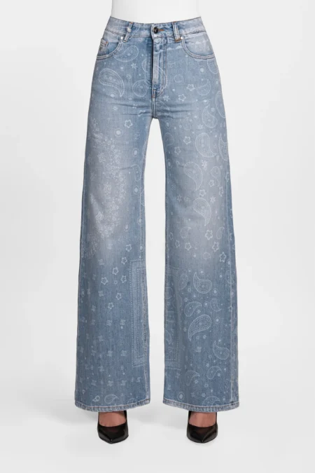 JEANS MONICA WIDE WIDE LEG IN DENIM BLU CHIARO