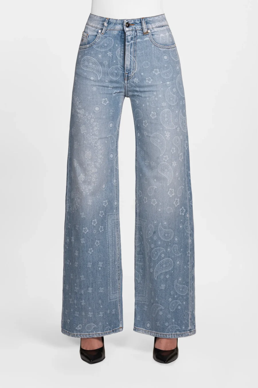 JEANS MONICA WIDE WIDE LEG IN DENIM BLU CHIARO