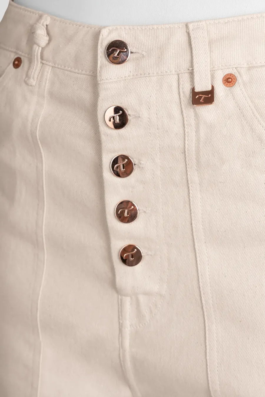 JEANS MYA WIDE IN COTONE BEIGE - immagine 5