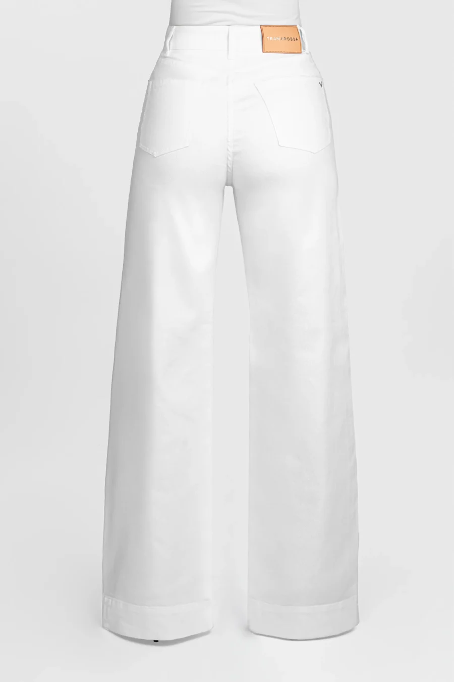 PANTALONE VIOLA WIDE LEG IN BULL DI COTONE BIANCO - immagine 2