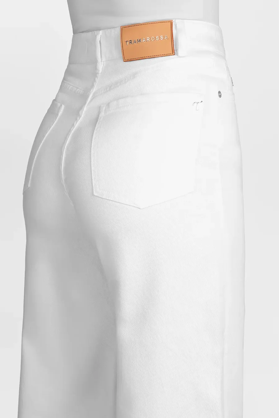 PANTALONE VIOLA WIDE LEG IN BULL DI COTONE BIANCO - immagine 4