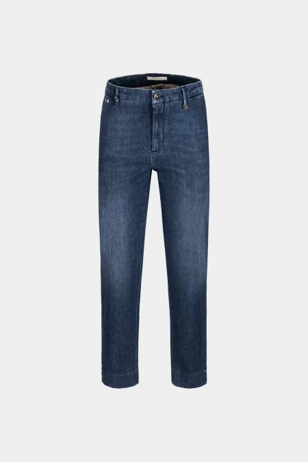 PANTALONE ADELE SLIM IN DENIM BLU MEDIO
